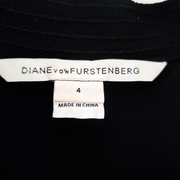 DVF Black Shirt Shift Dress, Long Sleeve, US Women's 4 - Picture 5 of 7